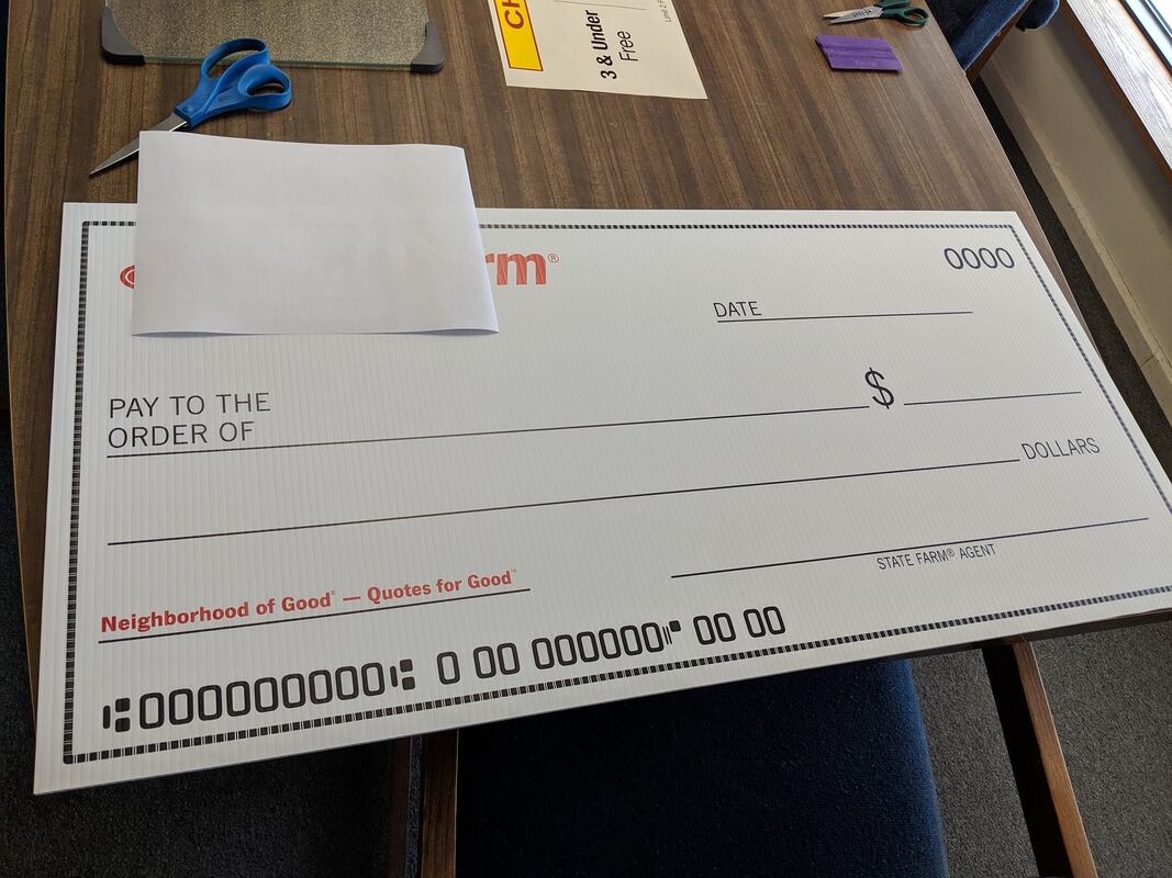 Picture of a blank large format printed check